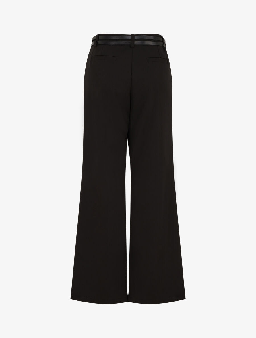Pantalon droit taille haute ceinturée - Noir - 2
