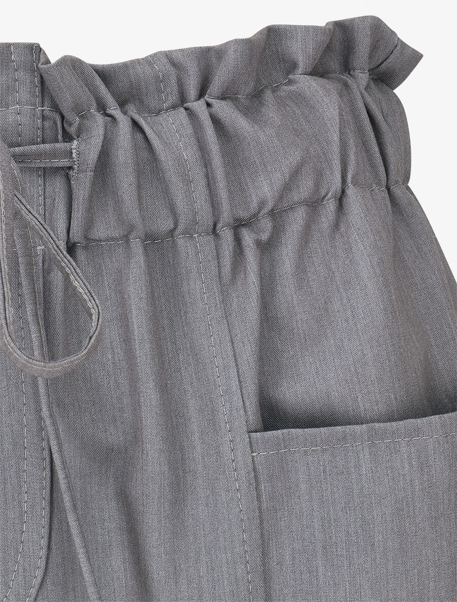 Pantalon droit taille haute élastiquée - Gris - 3