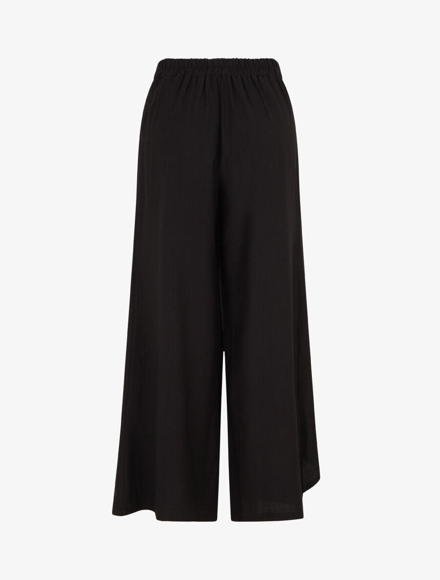 Pantalon droit uni à pan - Noir - 2