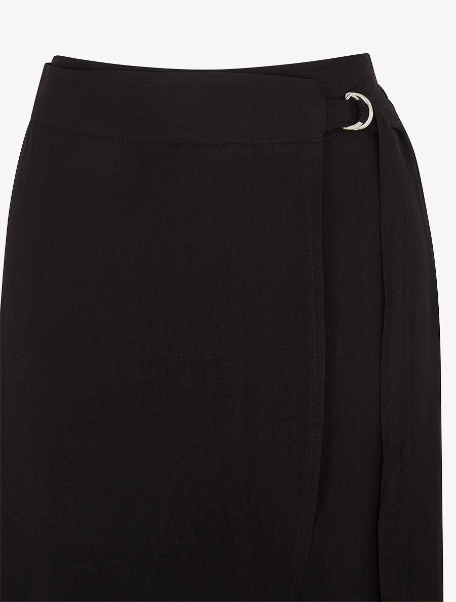 Pantalon droit uni à pan - Noir - 3