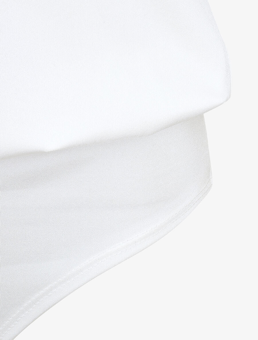 Body uni à détail dentelle - Blanc - 3
