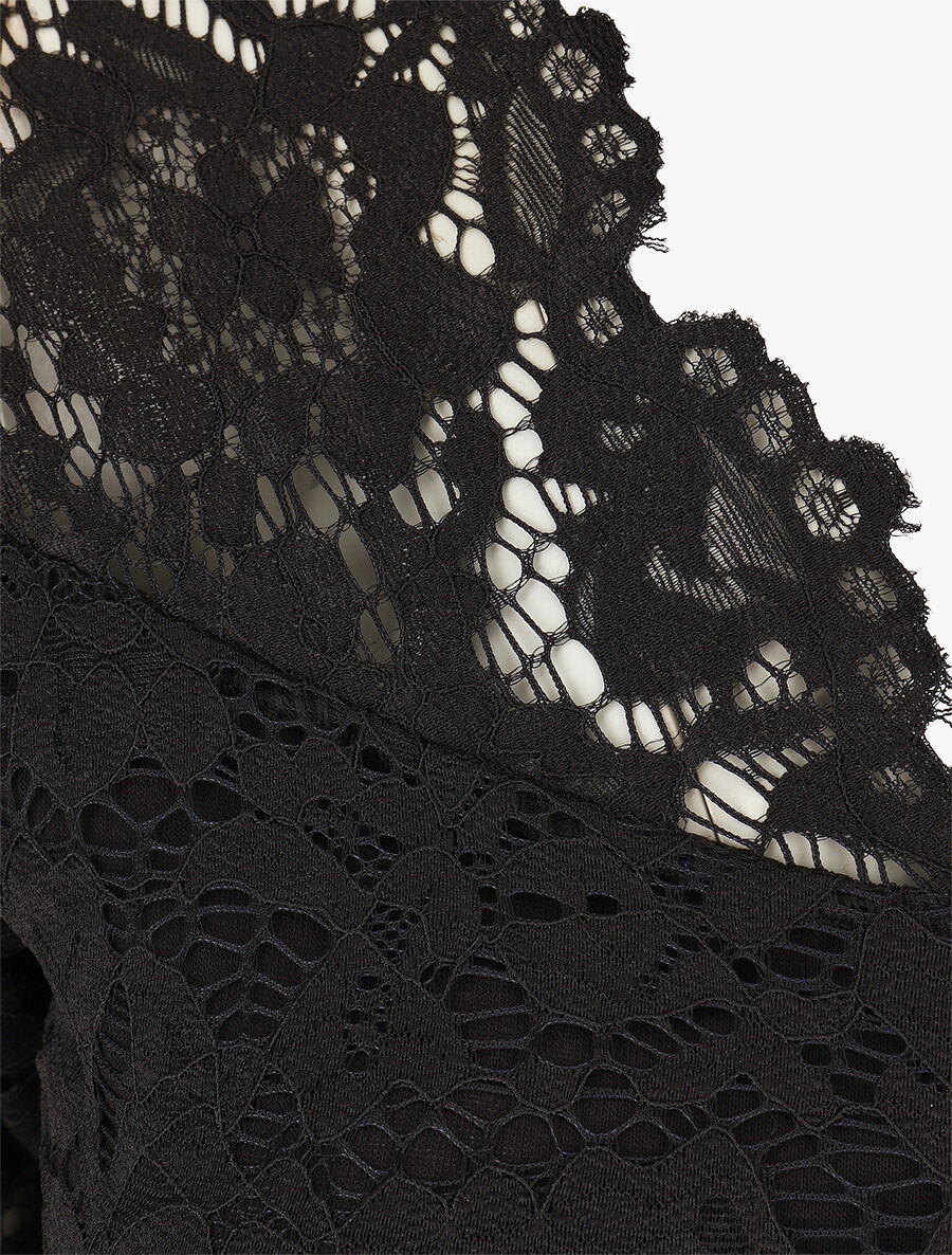 Top uni en dentelle - Noir - 3