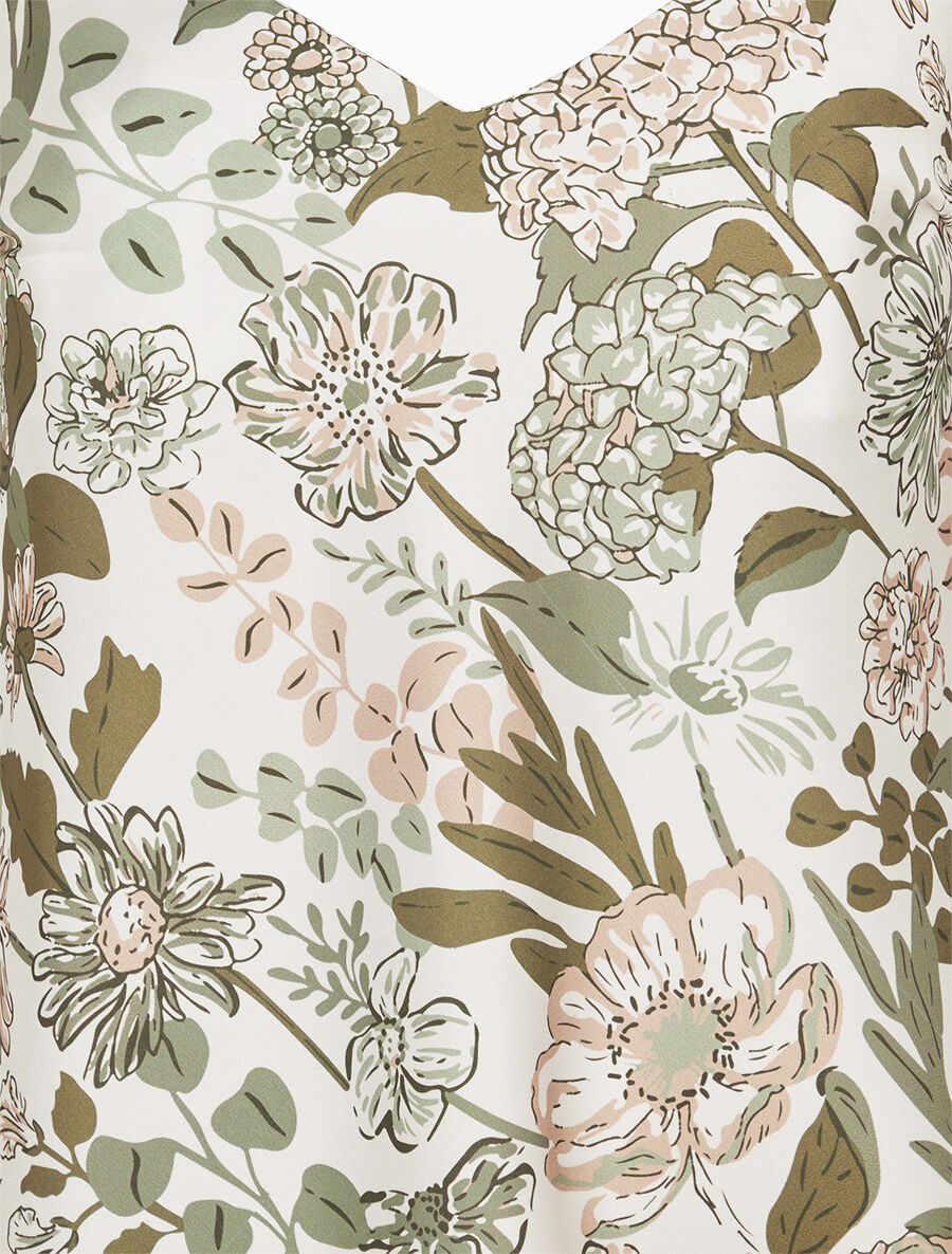 Caraco satiné imprimé floral - Kaki - 3