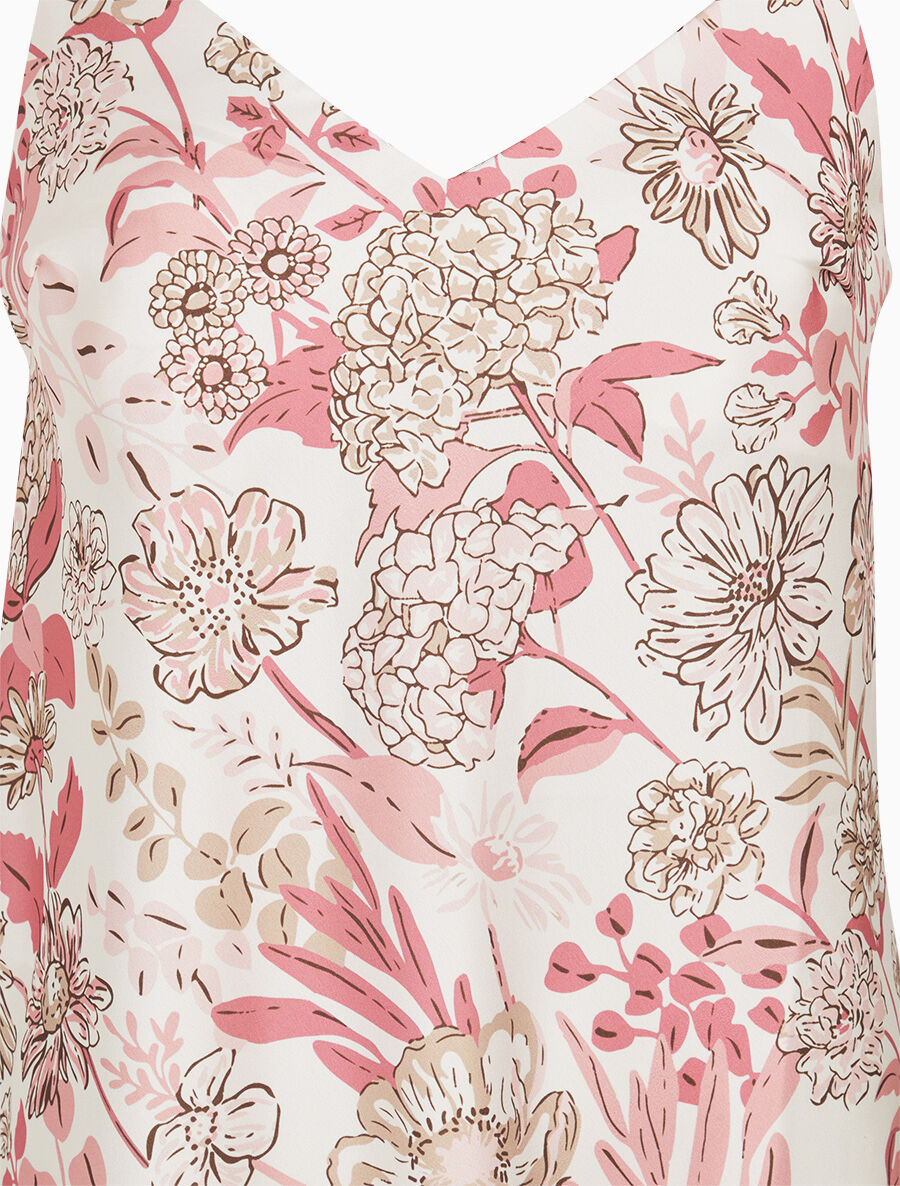Caraco satiné imprimé floral - Rose - 3