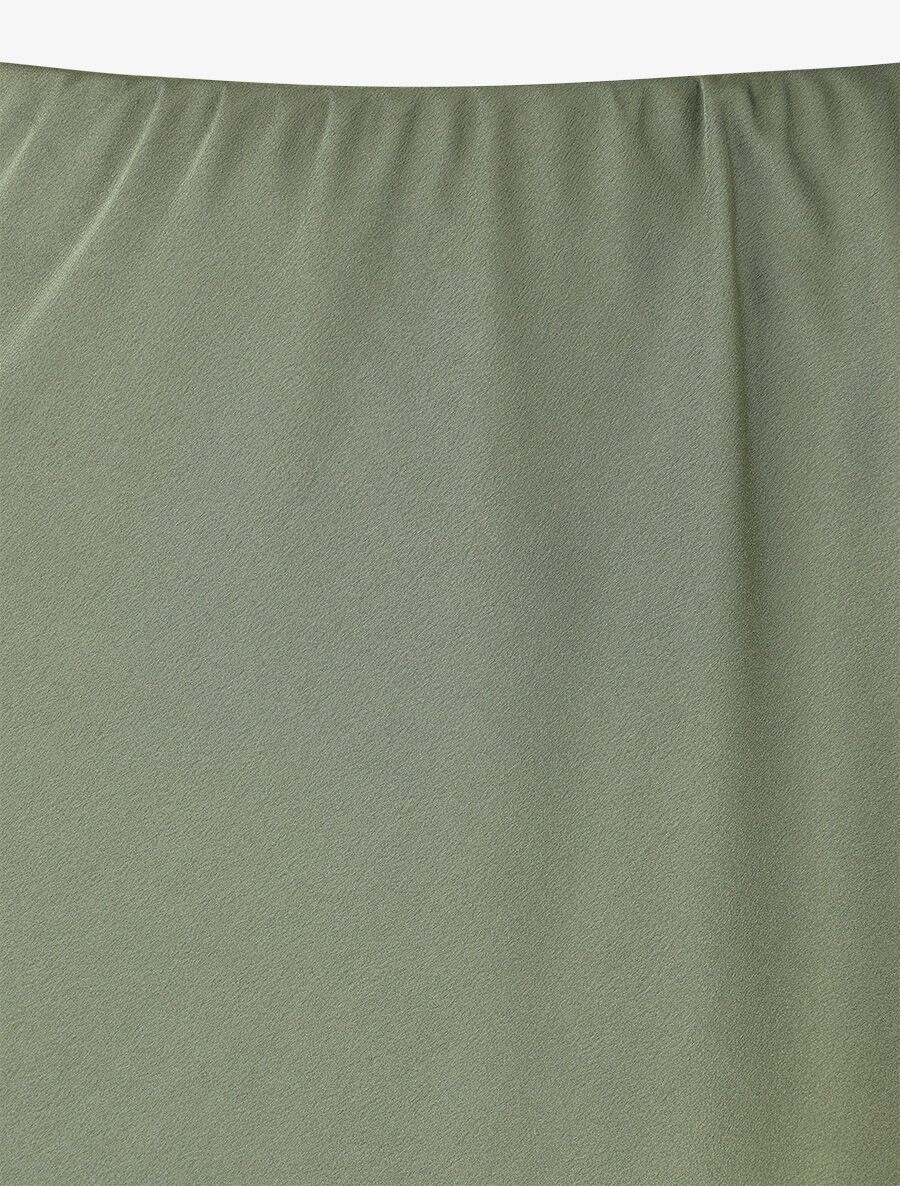 Jupe longue satinée unie - Kaki - 3