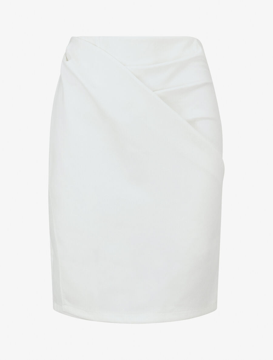 Jupe courte en suédine effet drapé - Blanc - 4