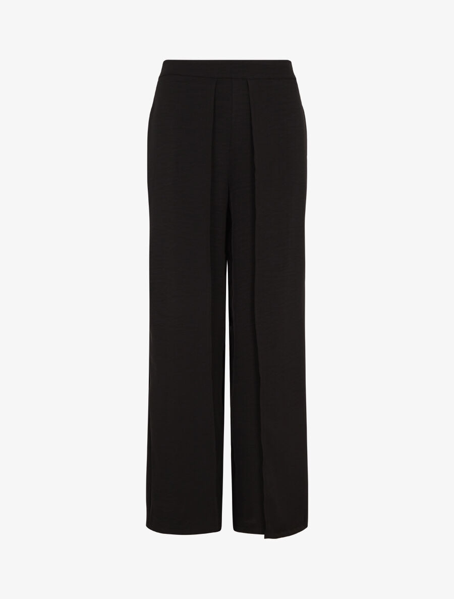 Pantalon fluide à double pans - Noir - 1