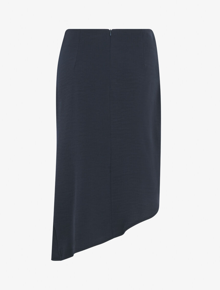 Jupe uni asymétrique effet drapé - Marine - 2