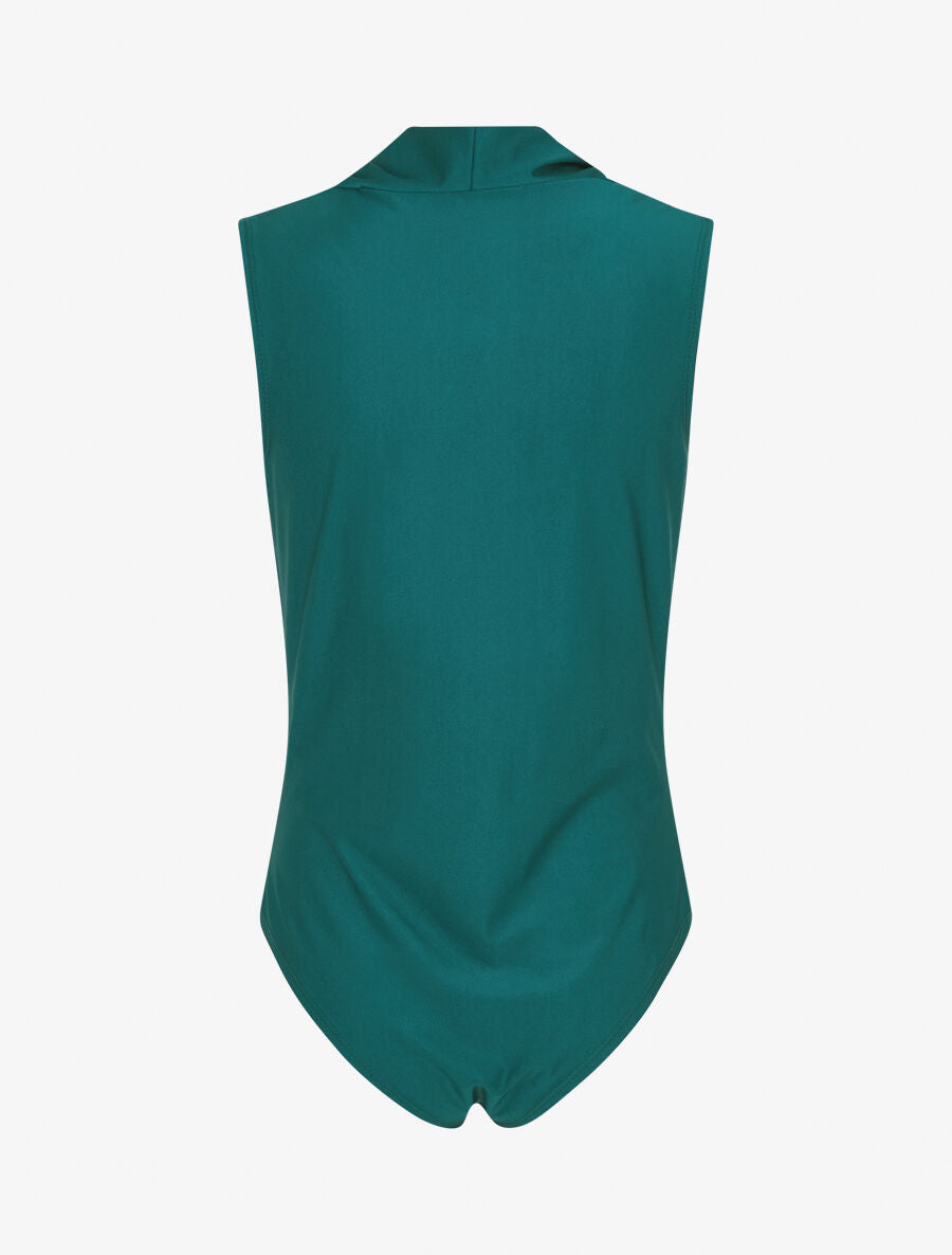 Body satiné à col bénitier - Vert sapin - 2
