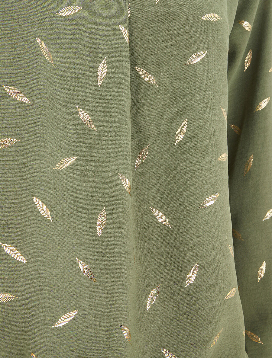 Blouse unie flocage plumes irisées - Kaki - 3