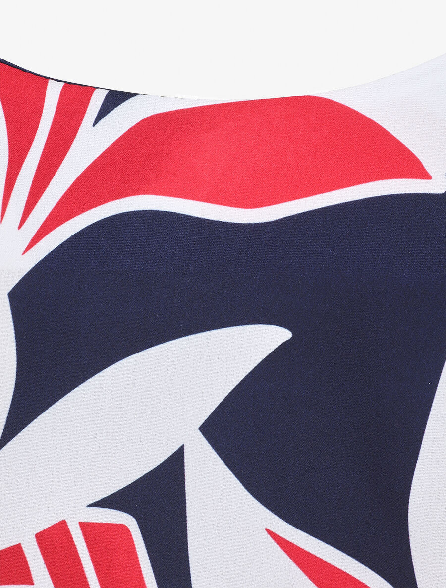 Caraco satiné imprimé floral - Marine - 3