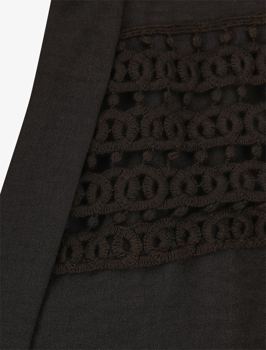 Blouse à détail crochet - Noir - 3