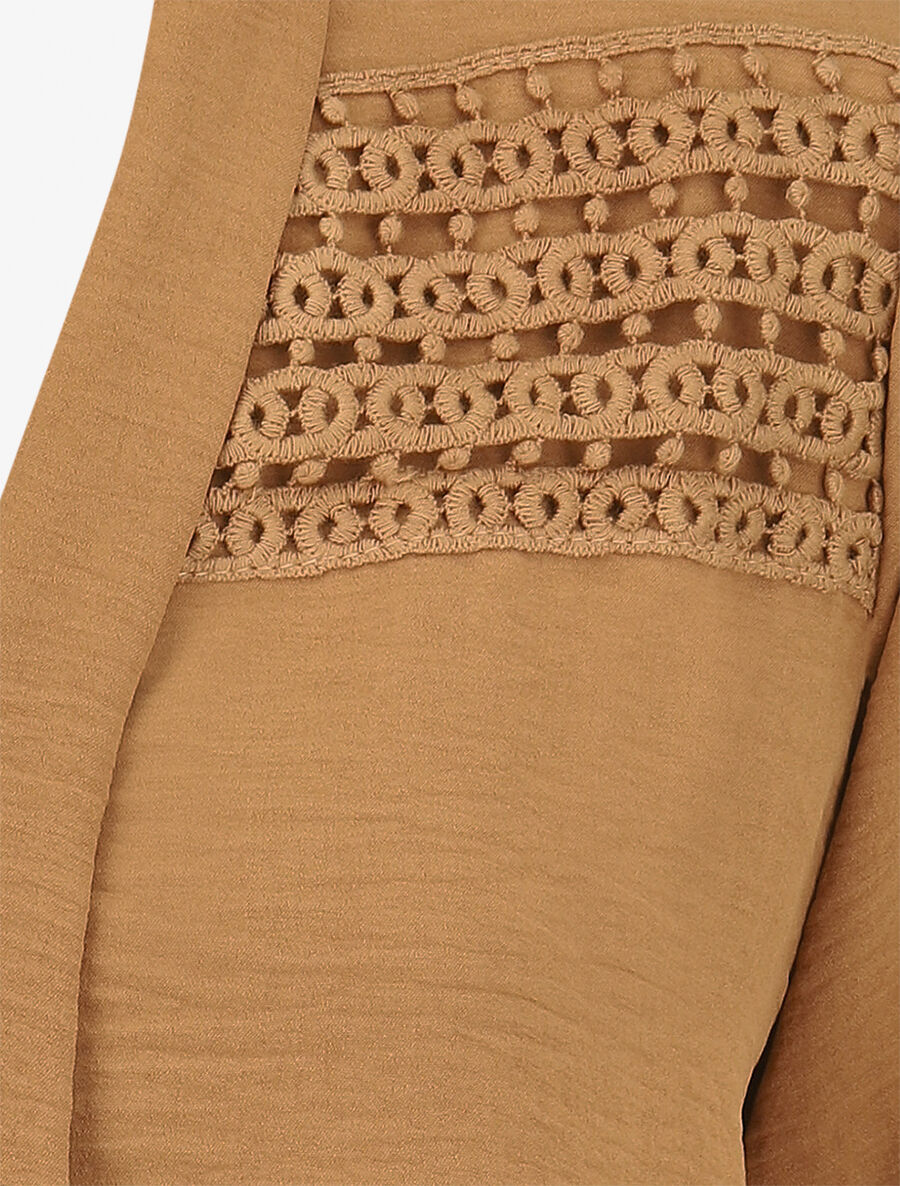 Blouse à détail crochet - Camel - 3