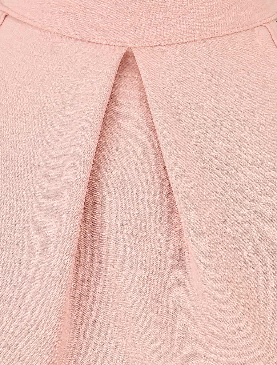 Robe unie à col américain - Vieux rose - 3
