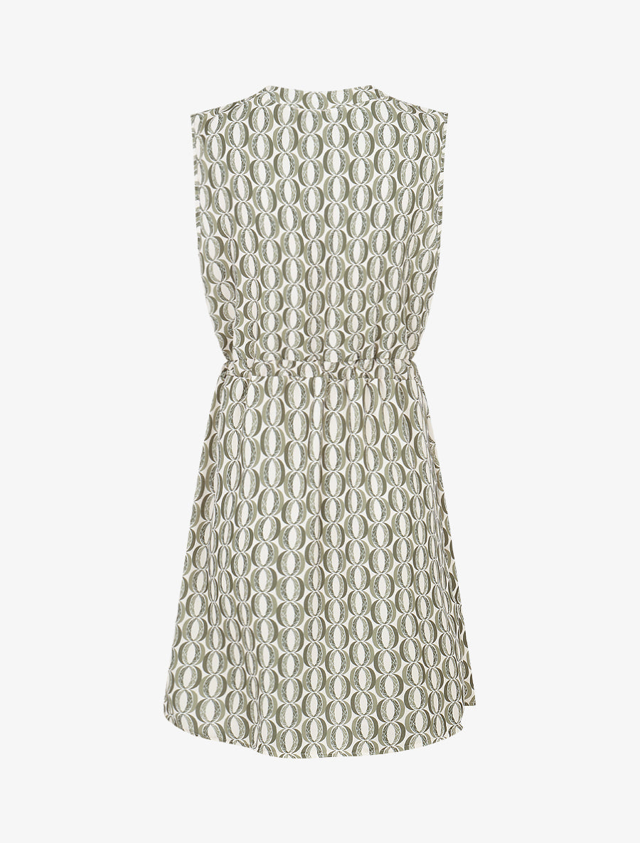 Robe mi-longue cintrée imprimé graphique - Kaki - 2