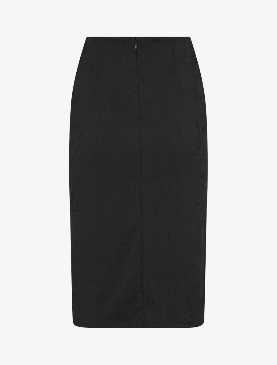 Jupe droite avec boucle décorative - Noir - 2