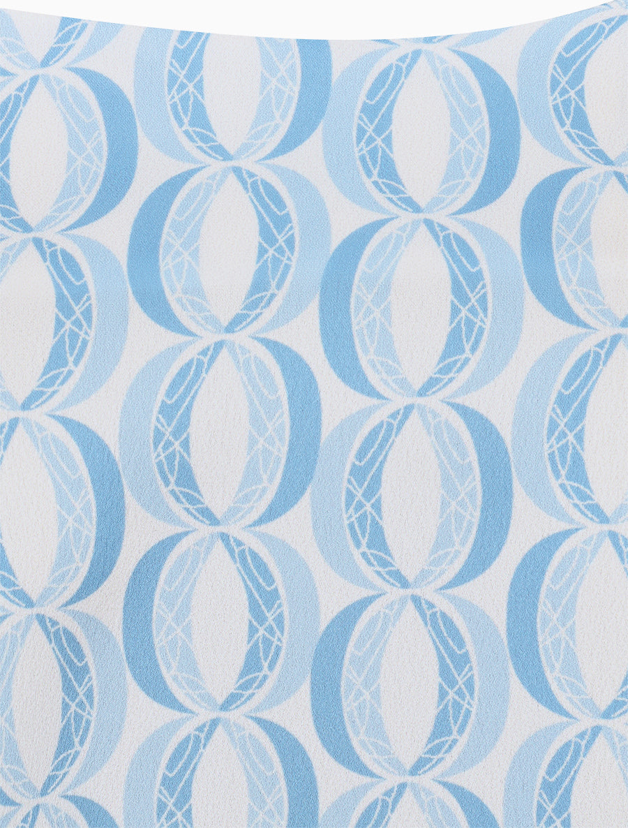 Caraco satiné imprimé graphique - Bleu ciel - 3