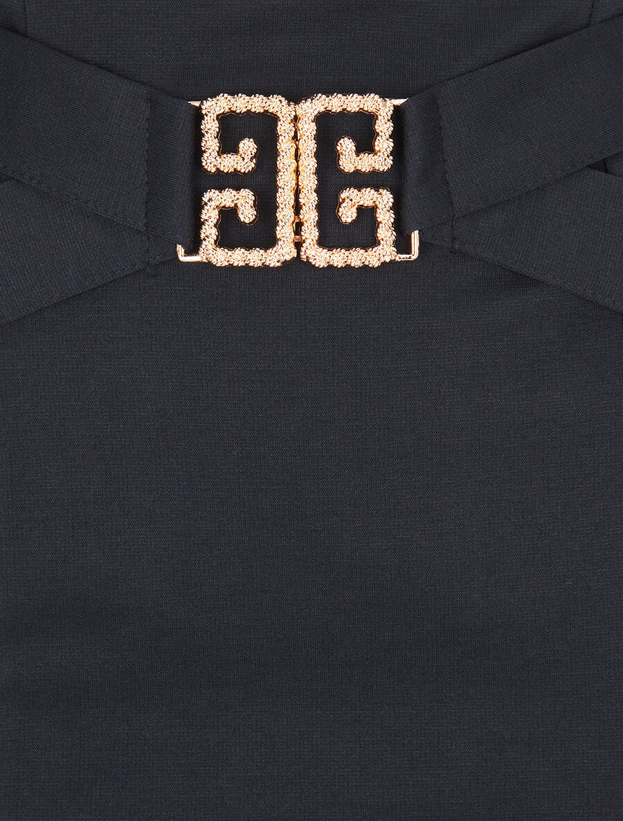 Jupe droite avec boucle décorative - Marine - 3
