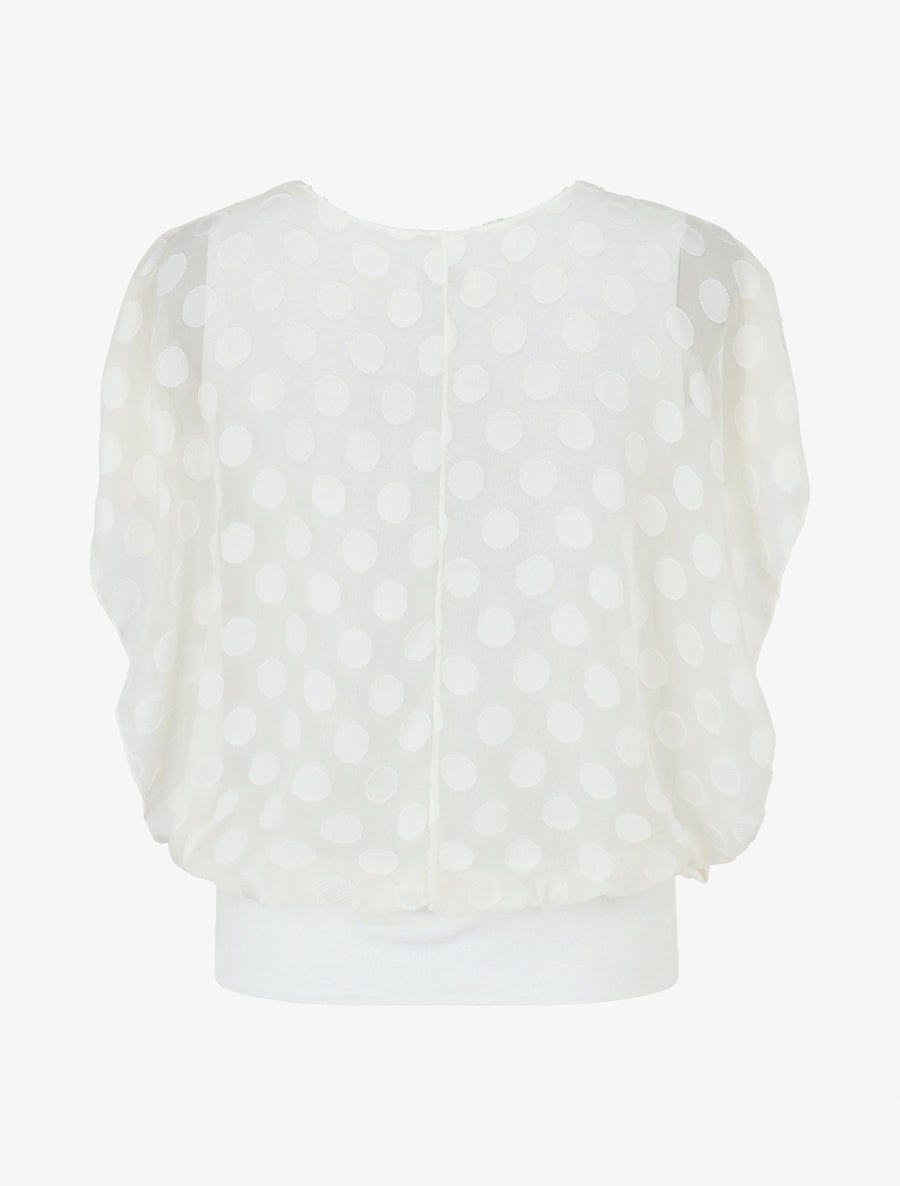 Top droite manches courtes à pois - Blanc - 2