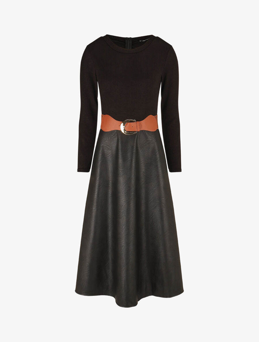 Robe patineuse bimatière - Noir - 1