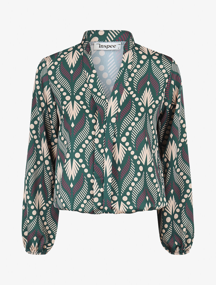 Blouse imprimé fantaisie - Vert - 5