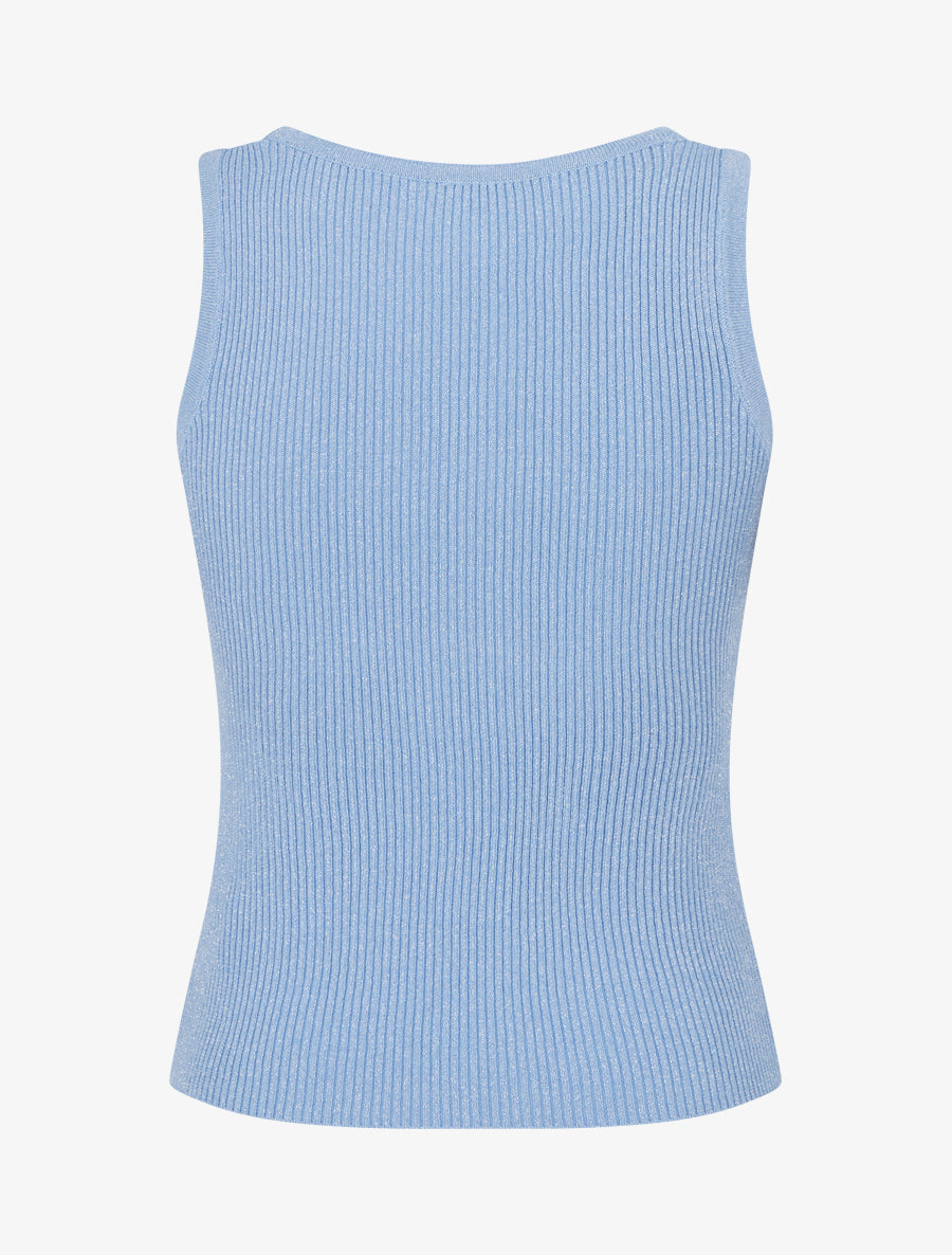 Crop top uni en maille irisé - Bleu ciel - 2