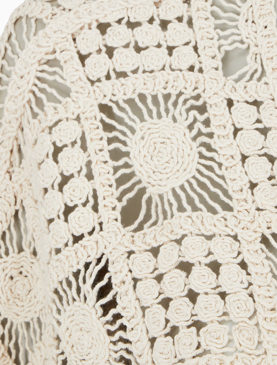 Boléro à manches kimono en crochet - Beige - 3