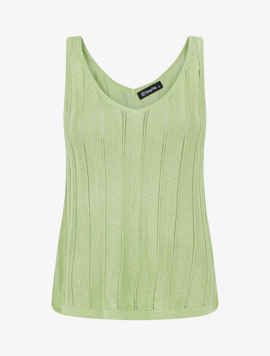 Débardeur en maille fine côtelée - Vert pomme - 1