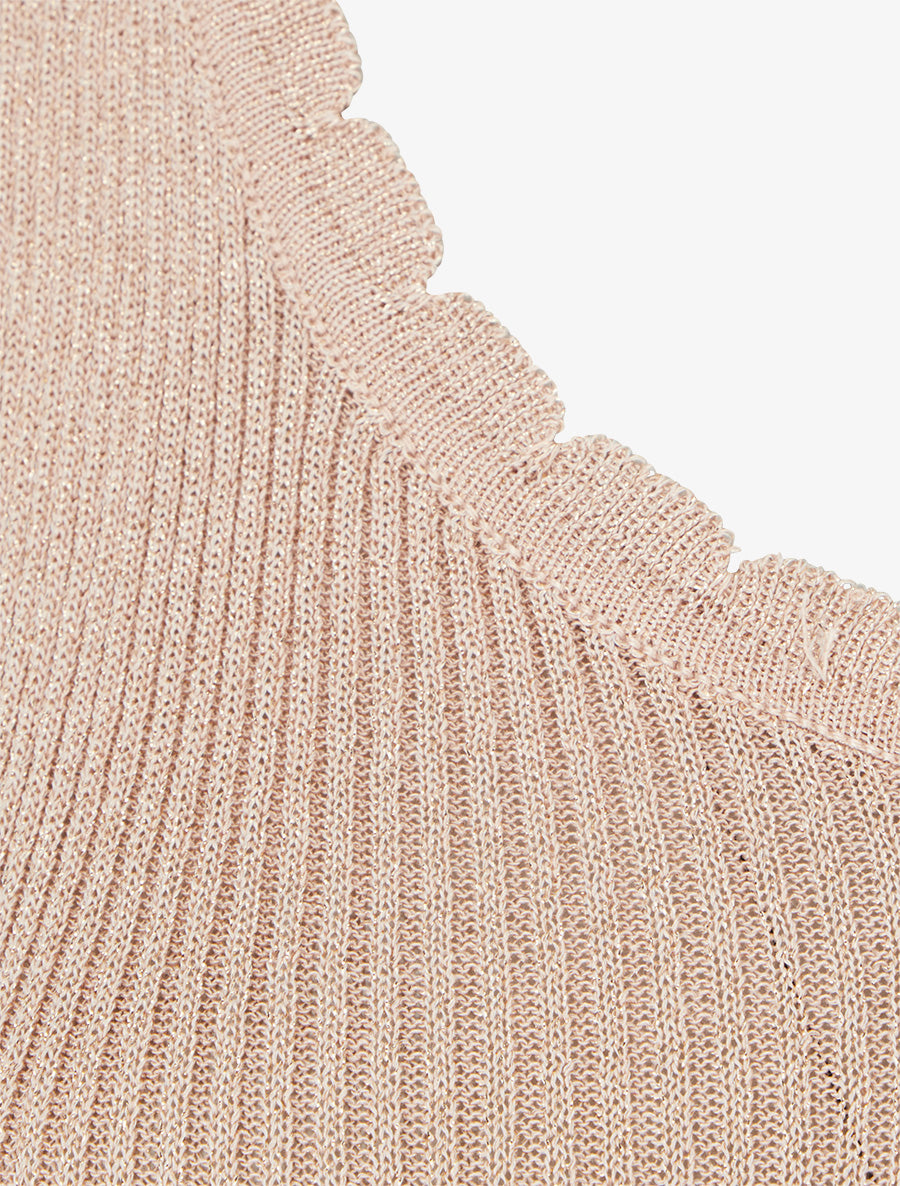 Débardeur festonné en maille irisée - Beige rosé - 3