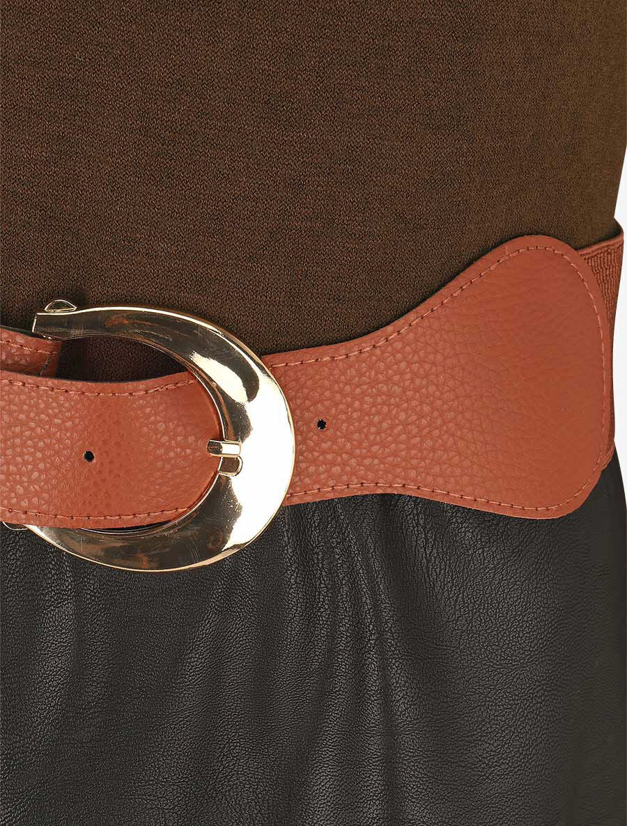 Robe patineuse bimatière - Marron - 3