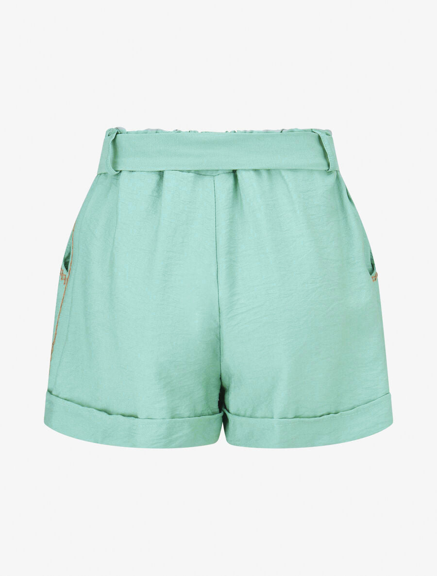 Short uni à revers - Turquoise - 2