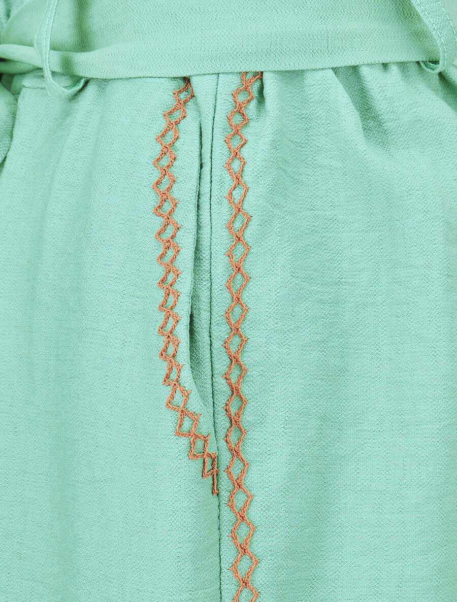 Short uni à revers - Turquoise - 3