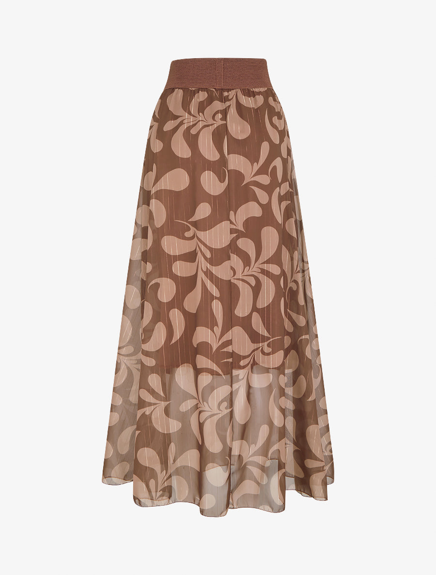 Jupe longue imprimé baroque - Marron - 2