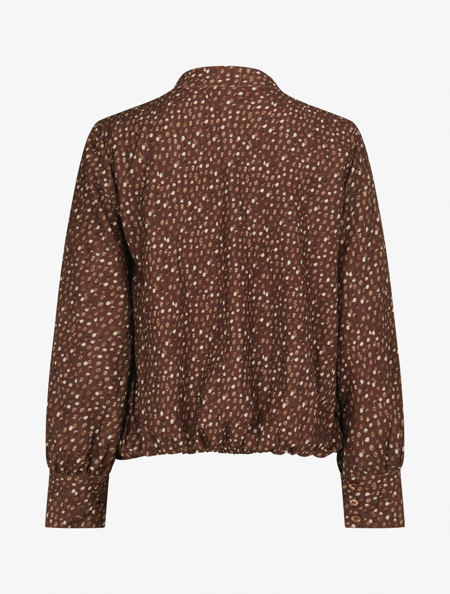Blouse cache-coeur imprimé pois - Marron - 2