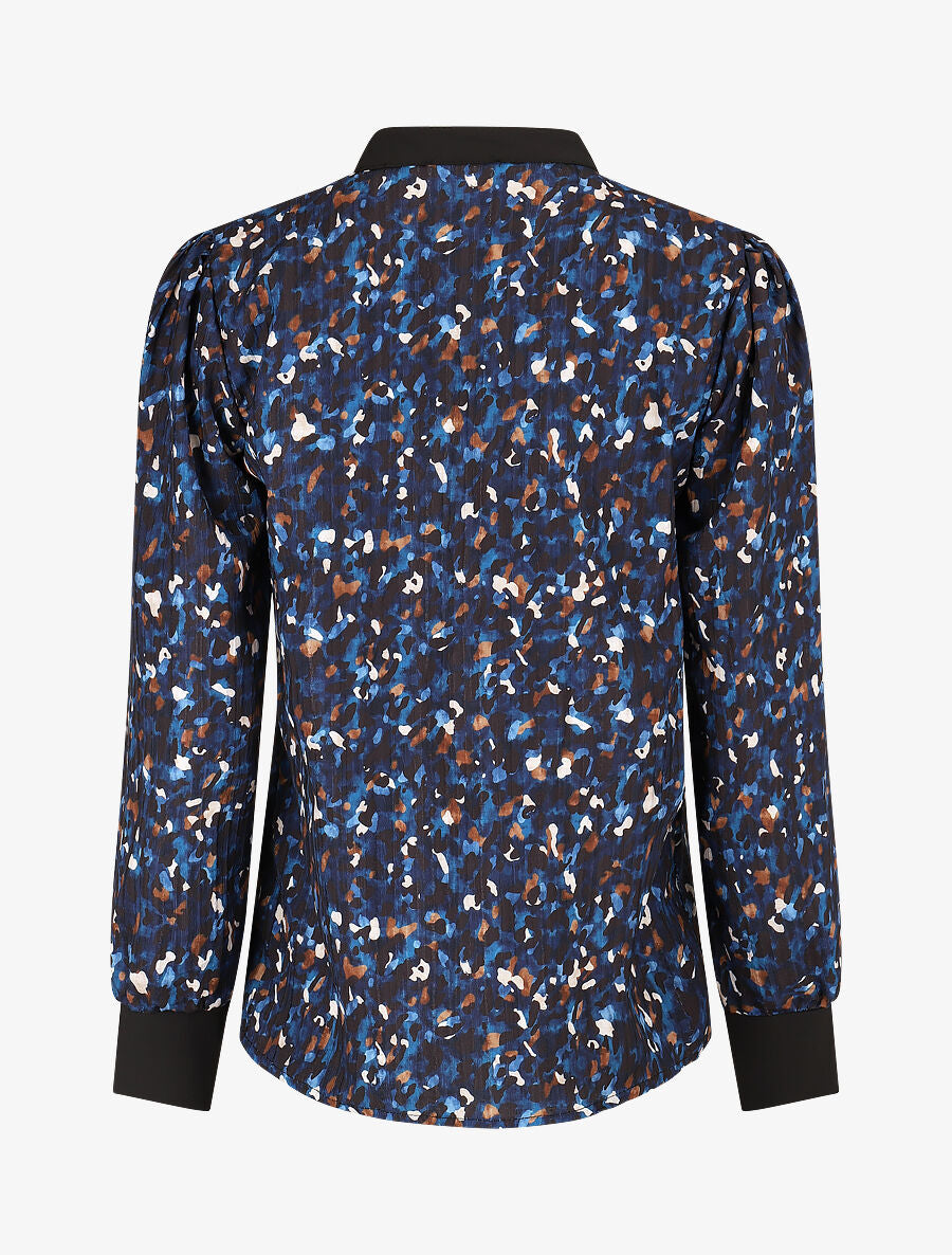 Blouse fluide à imprimé abstrait - Marine - 2