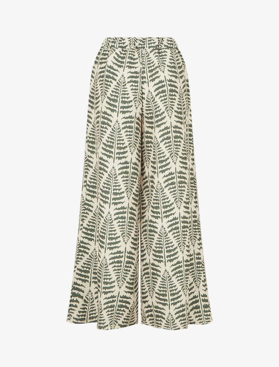 Pantalon ample et fluide imprimé fantaisie - Kaki - 2