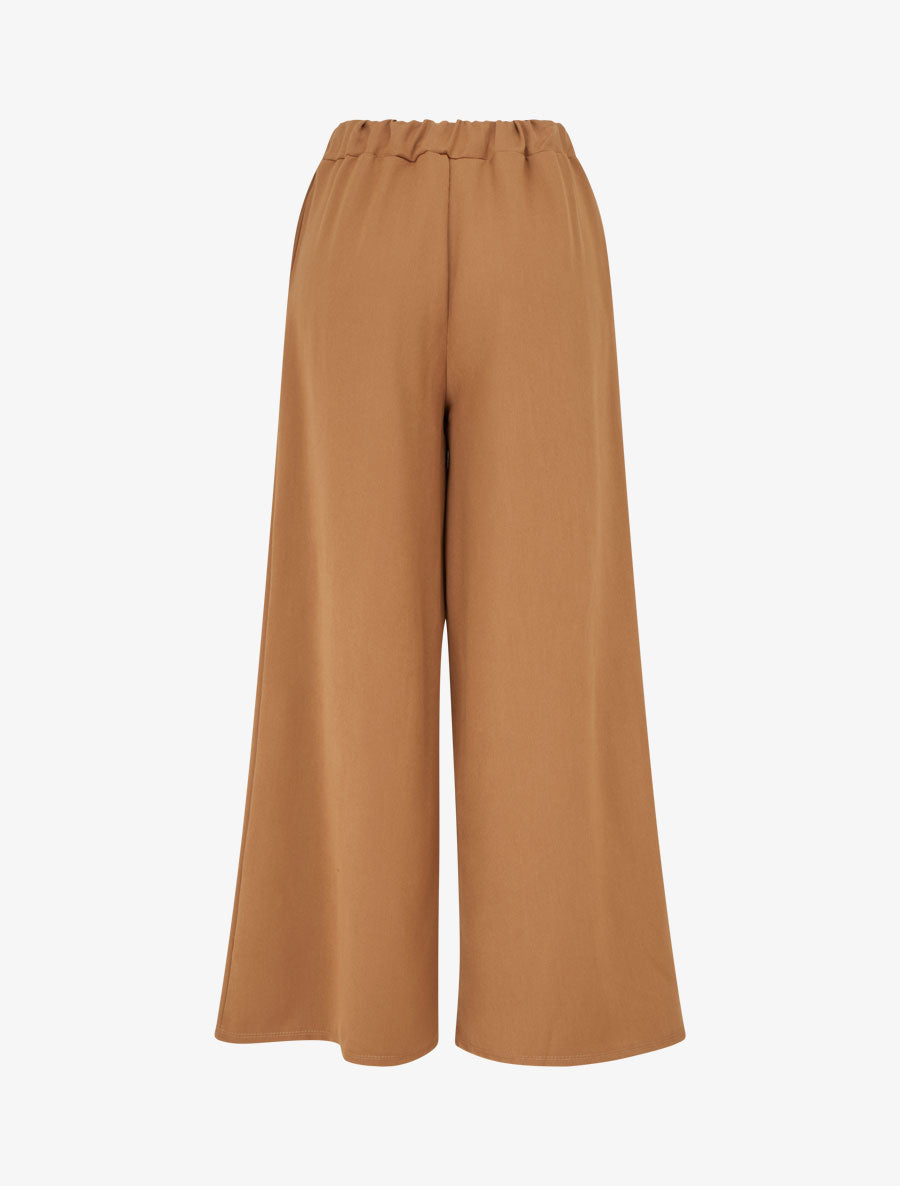 Pantalon ample à lien imprimé graphique - Camel - 2