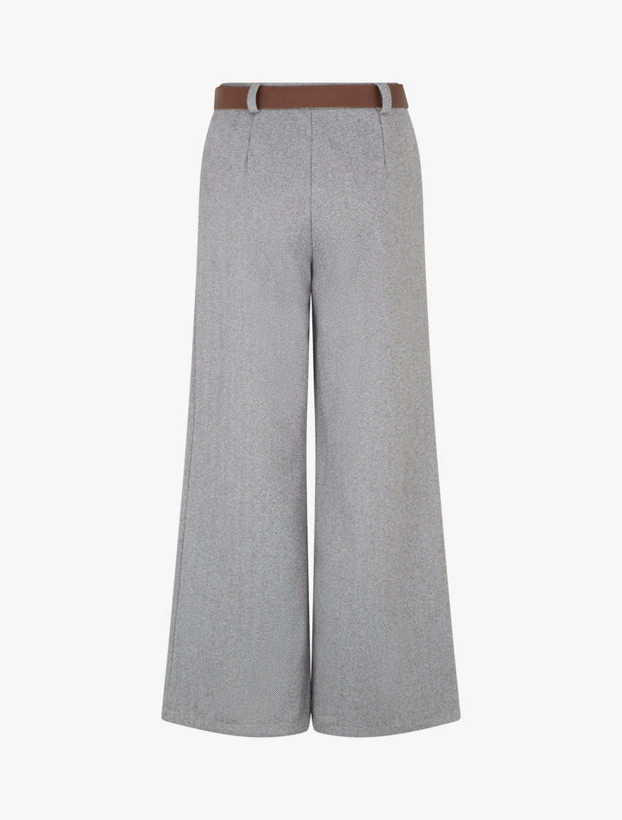 Pantalon ample imprimé chevron - Gris - 2