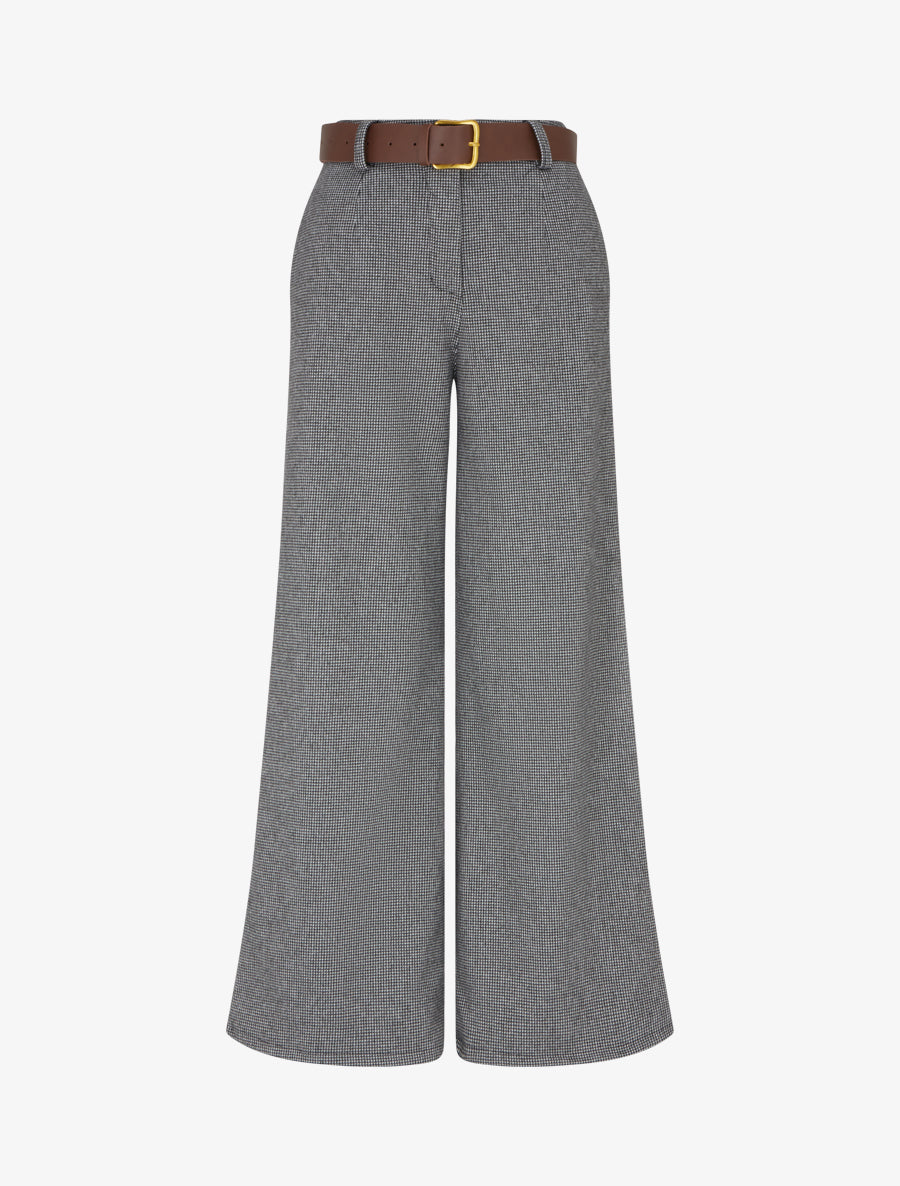 Pantalon ample imprimé pied de poule - Noir/gris - 1