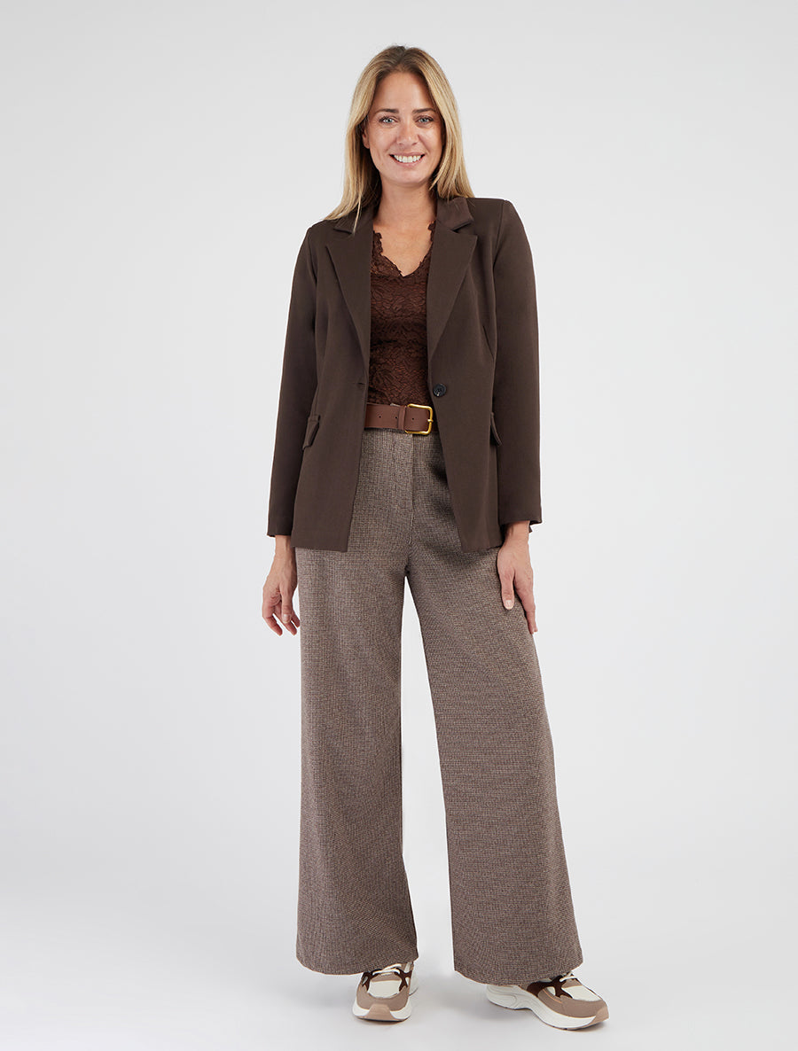 Rechte blazer met schoudervullingen - Bruin