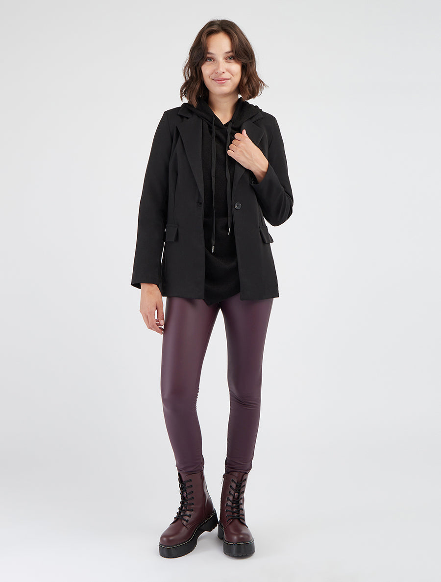 Rechte blazer met schoudervullingen - Zwart