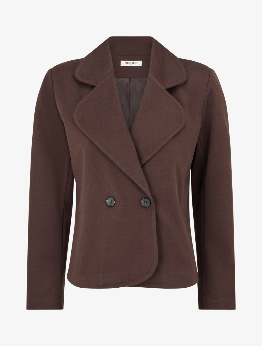 Veste droite croisée - Marron - 1