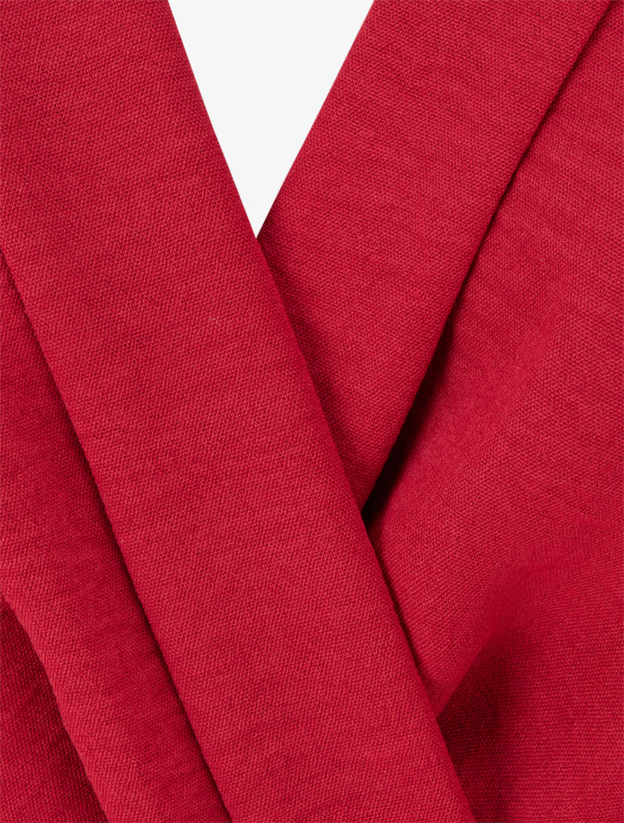 Blouse unie élastiquée à col cache coeur - Bordeaux - 3