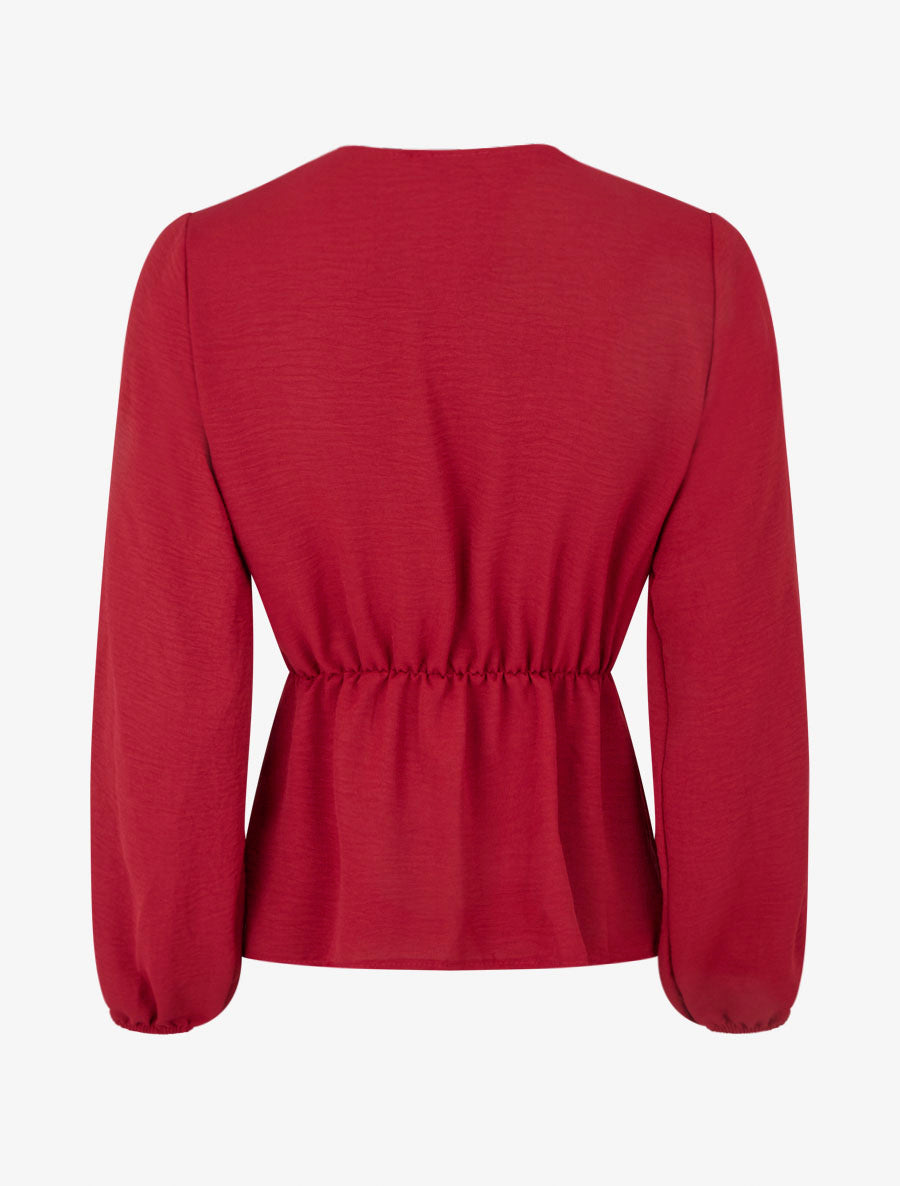 Blouse unie à empiècement bijou - Bordeaux - 2