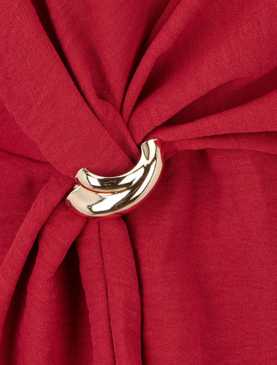 Blouse unie à empiècement bijou - Bordeaux - 3