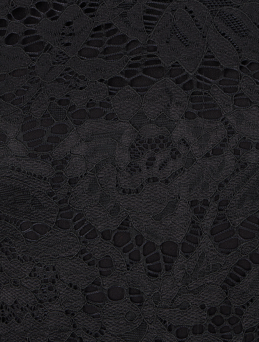 Top uni en dentelle - Noir - 3