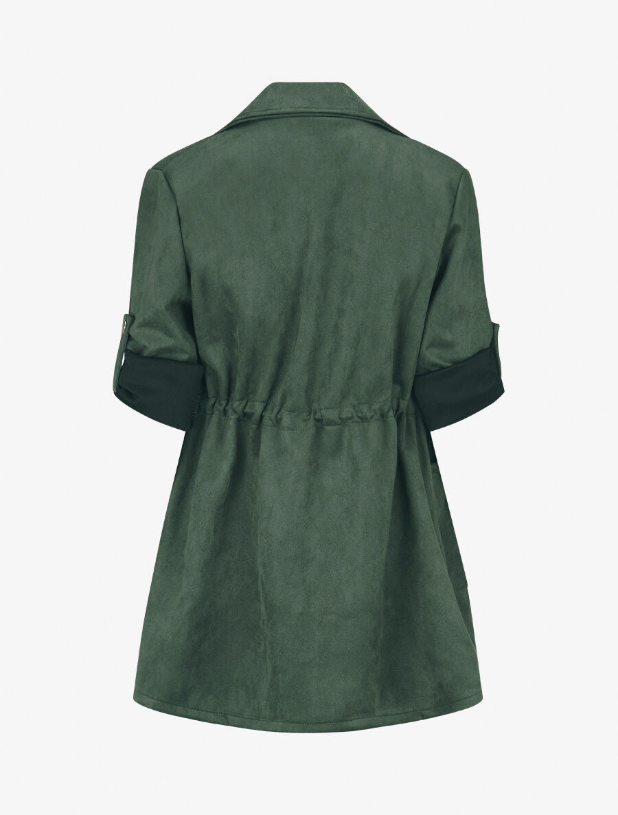 Veste longue en suédine - Vert sapin - 2