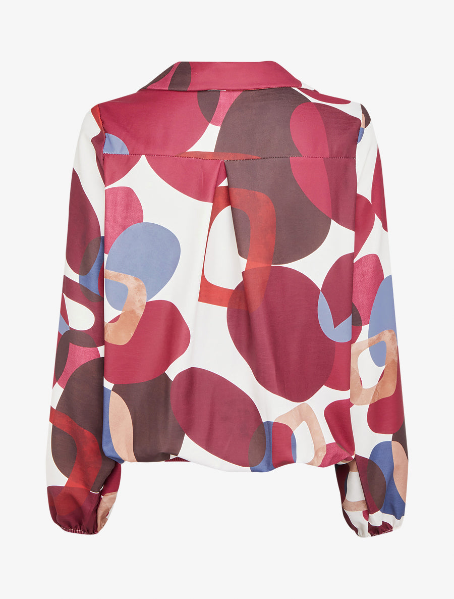 Top boule à col cache-coeur et imprimé 70&