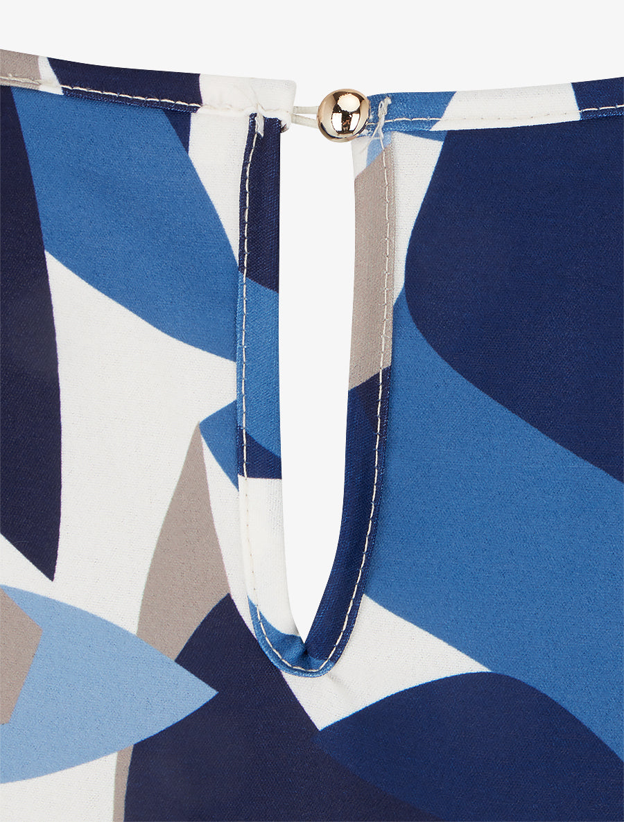 Top imprimé graphique à manches longues - Marine - 3