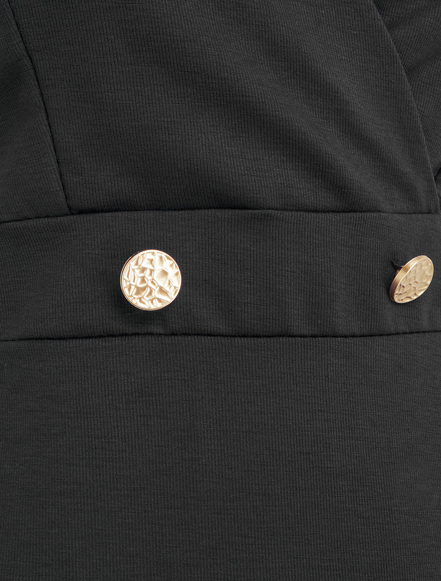 Robe évasée sans manches à col cache-coeur - Noir - 3